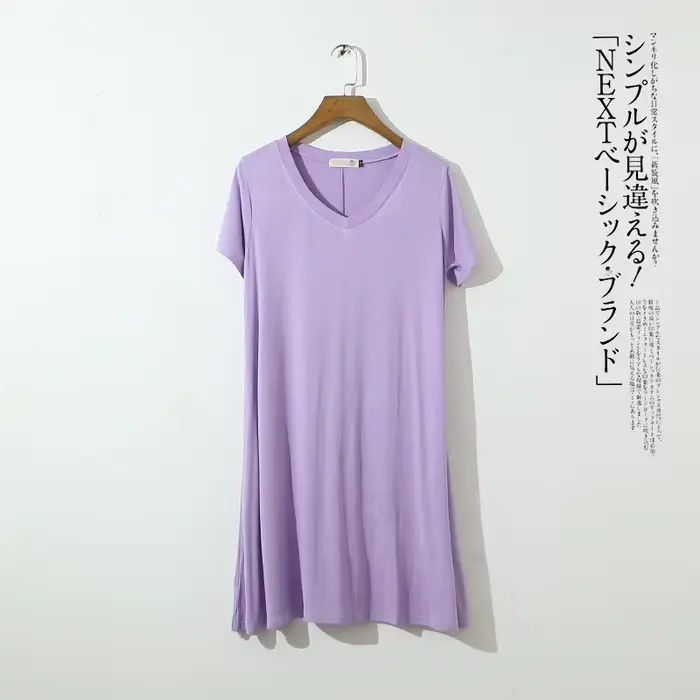Fdfklak chemise de nuit décontractée ample femmes à manches courtes sexy col en v chemise de nuit robe d'été chemise de nuit en coton vêtements de nuit féminins nuisette