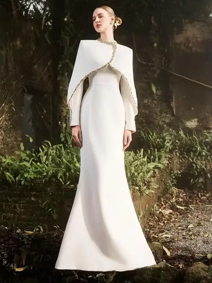 HIGH STREET Nouveauté 2026 Robe longue maxi de créateur pour femme, ornée de diamants et de perles, 