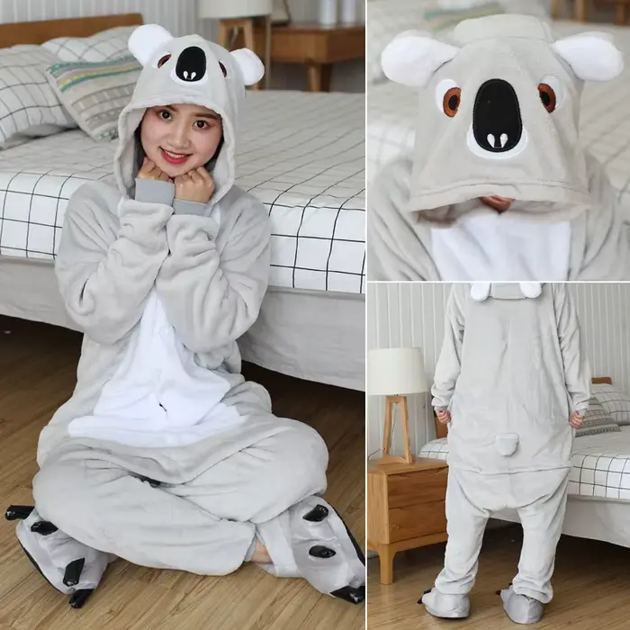 Kigurumi Koala Onesies pyjamas de dessin animé pour adultes femmes hommes pyjamas animaux à capuche 