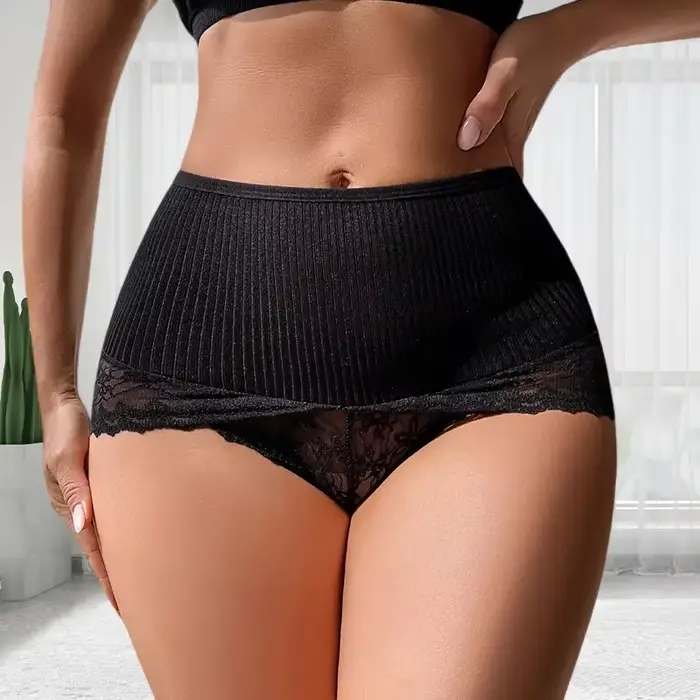 Culotte en élasthanne avec dentelle florale grande hauteur pour femme confort et élégance sous-vêtements mode occassions spéciales