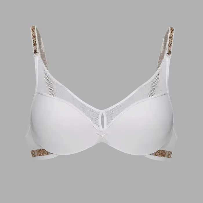 BEAUWEAR - Prodyšná síťovaná podprsenka s kosticemi a písmenem