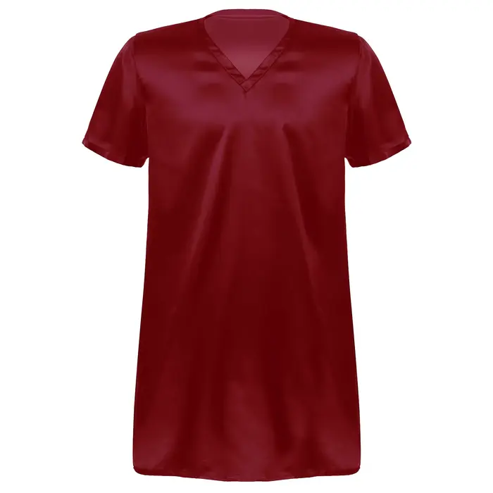 Hommes femmes Satin chemise de nuit col en V à manches courtes vêtements de nuit vêtements de nuit H