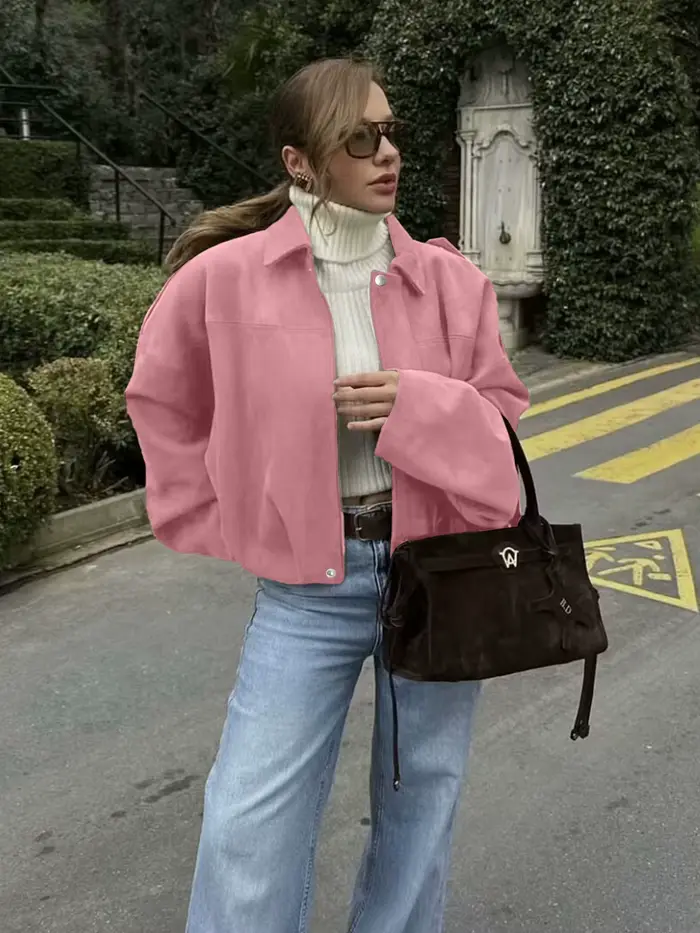 Dámská letecká bunda s netopýřími rukávy a zipem, ležérní top