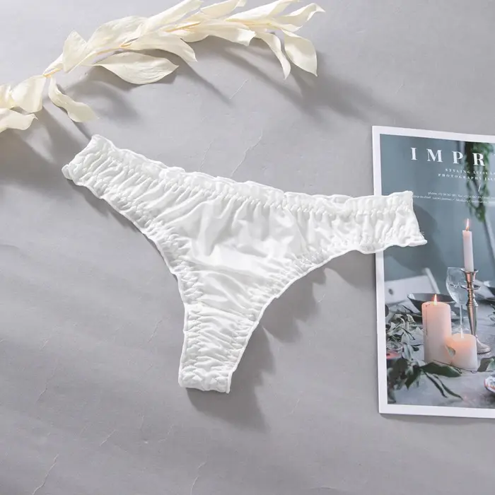 Sexy tanga kalhotky pro ženy, svůdné tanga, dřevěné náušnice, tangas, ultra tenké tanga, ledové hedvábí, neviditelné spodní prádlo