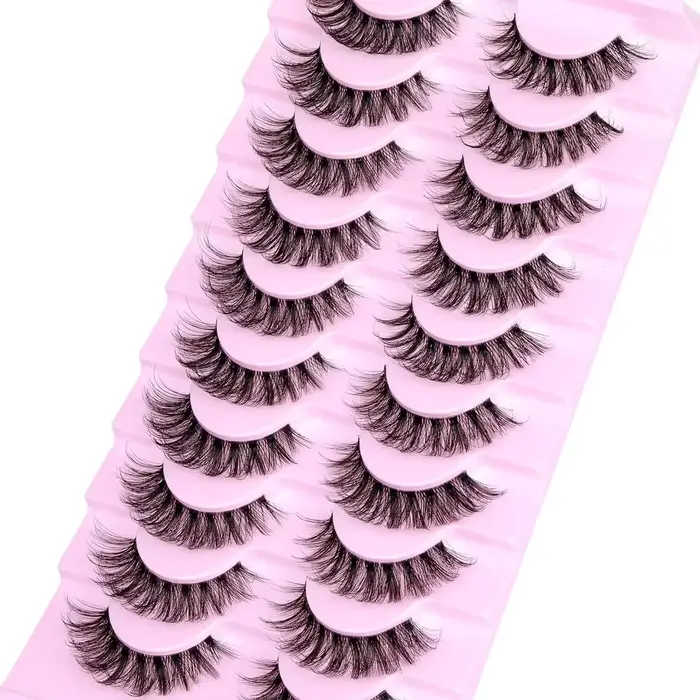 10 paires de faux cils naturels moelleux cils vaporeux bande de Volume 3D cils D Curl faux cils avec