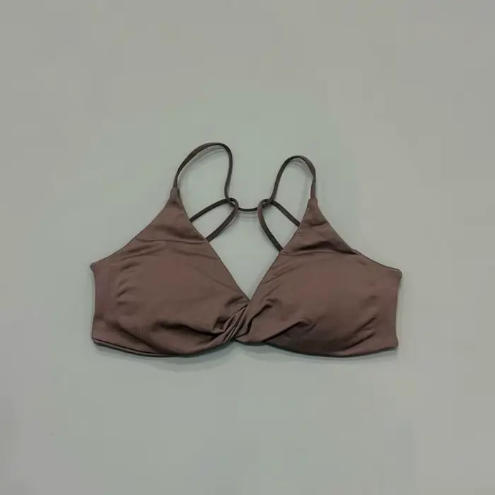 Soutien-gorge de sport Vision Fitness pour femme, col en V, devant torsadé, bretelles fines, dos cro