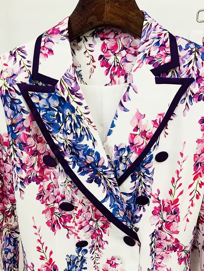 Ensemble de costume de créateur de mode HIGH STREET 2026 pour femmes, blazer à double boutonnage, pa