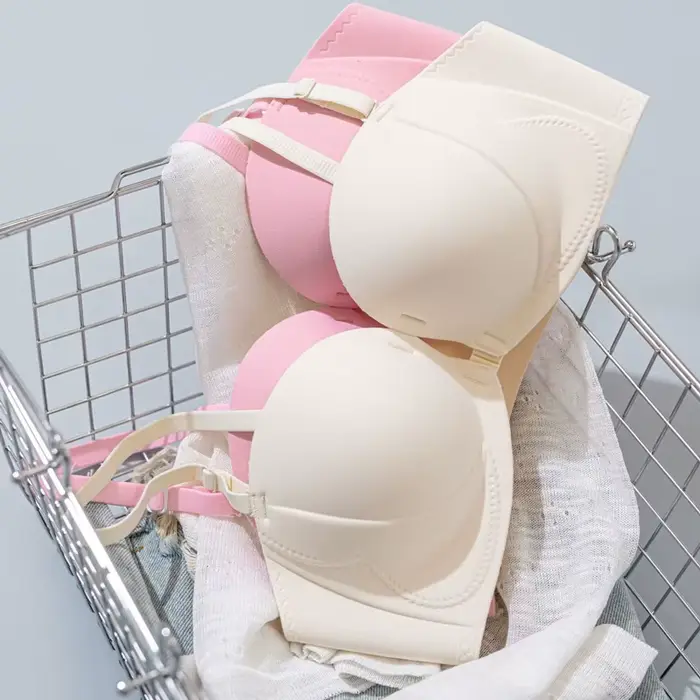Sous-vêtements antidérapants sans bretelles pour femmes, avec petites boucles sur le devant, grand, épais, beau, soutien-gorge Invisible dos nu