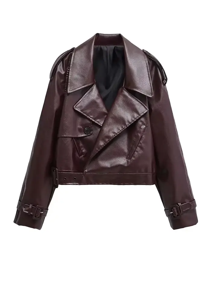 BBWM Faux cuir Bomber vestes pour femme veste mode recadrée femme Streetwear vêtements d'extérieur à