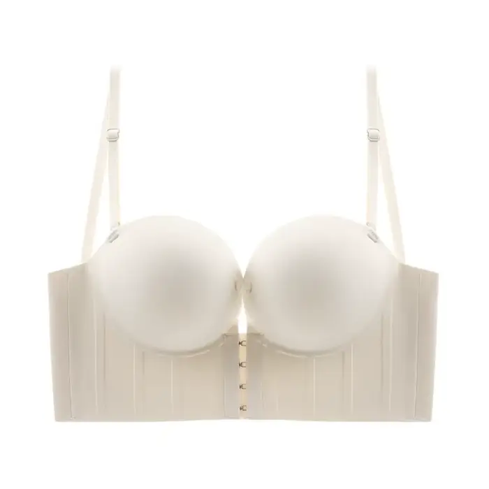 Soutien-gorge sans bretelles, dos en U, push-up, anti-affaissement, sans armatures, à effet push-up, décolleté en V profond, avec coussinets épais, pour mariage.