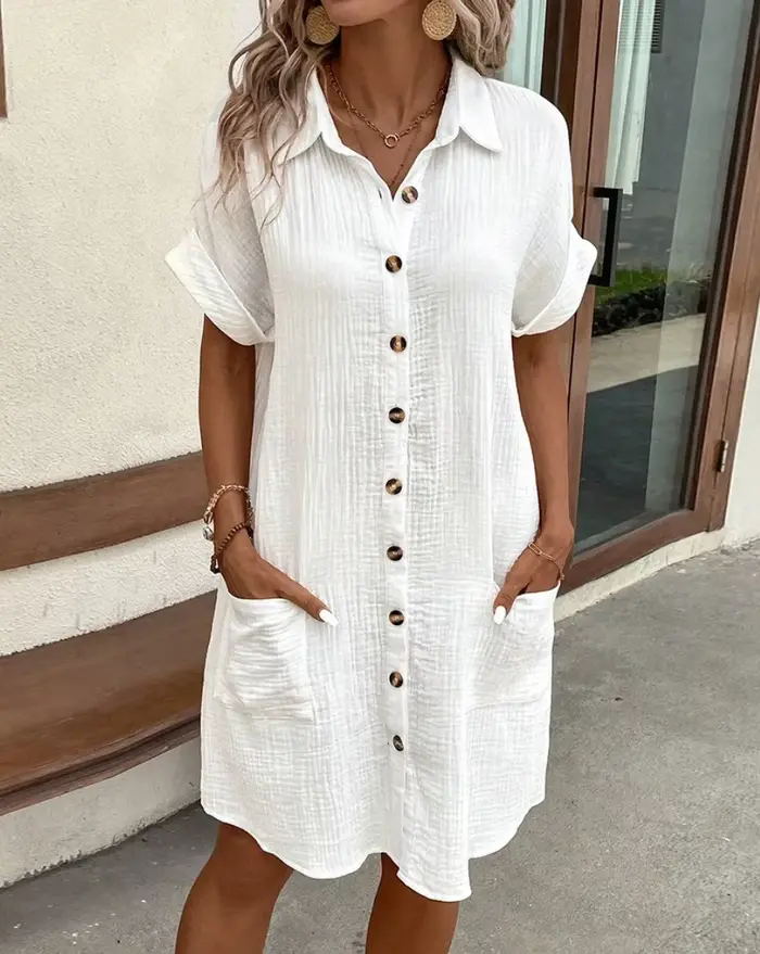 Mini robe Vintage en coton et lin pour femmes, couleur unie, mode d'été, col en v, manches trois qua