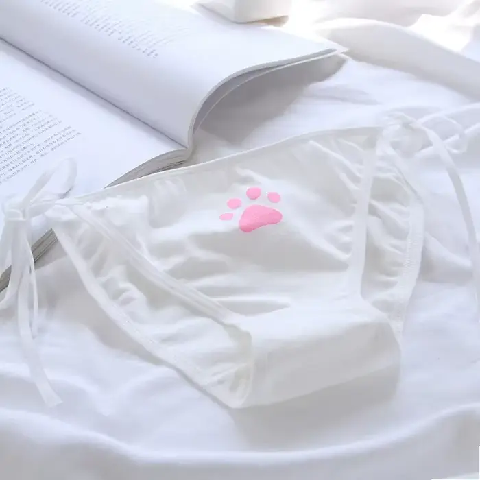 Sexy kalhotky Lolita s obvazem, spodní prádlo s nízkým pasem, roztomilé kalhoty s drápkovým vzorem pro ženy, spodní prádlo s nízkým pasem