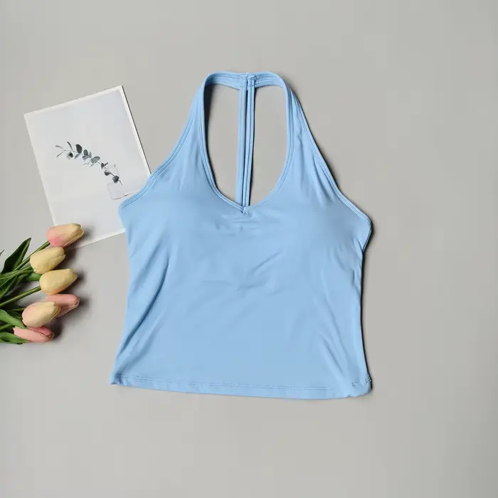 Dámská sportovní podprsenka, v-neck, ohlávkový límec, krásná záda, push-up, jóga vesta, tělocvična top, teplé oblečení, běh, nárazuvzdorný, Fitness