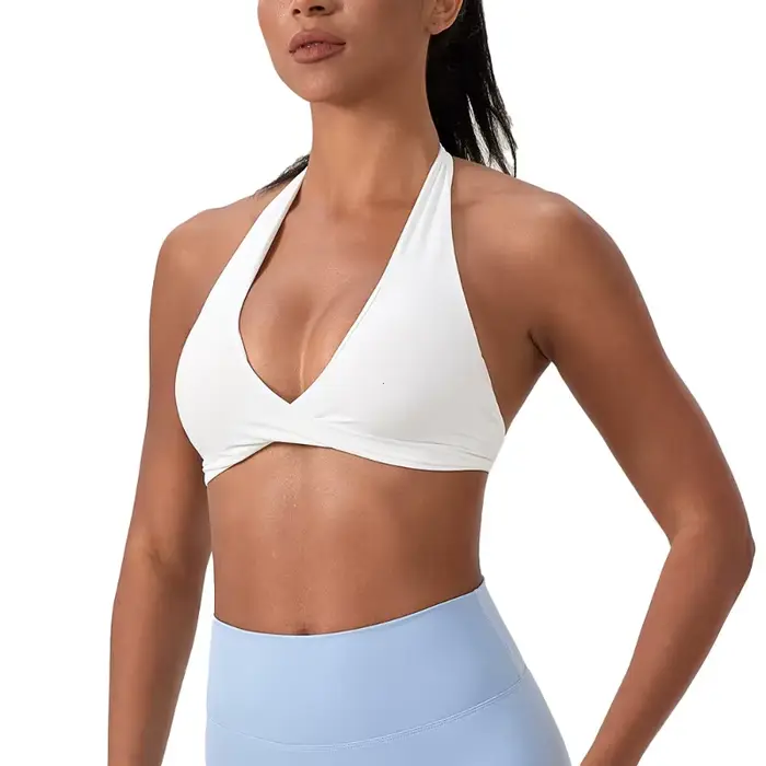 Soutien-gorge de sport pour femme à col halter, design dos élégant, sexy, pour la gym, le yoga, la c