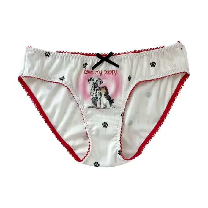 Culottes Lolita imprimées chiots et chatons, culottes Kawaii à motif patte de chat, culottes en coton avec nœud, motif chien pour femmes