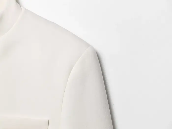 ETJ 2025 automne hiver nouveau professionnel femmes simple mode blanc court trajet col zhongshan cos