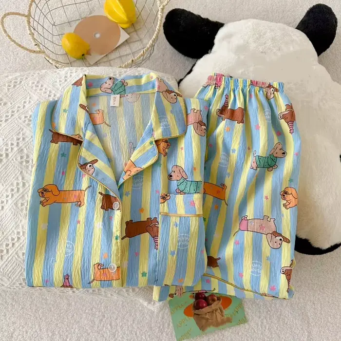 Pyjamas Kawaii Etoiles Pot de Chien Court Femme Occasions Spéciales Douceur Été