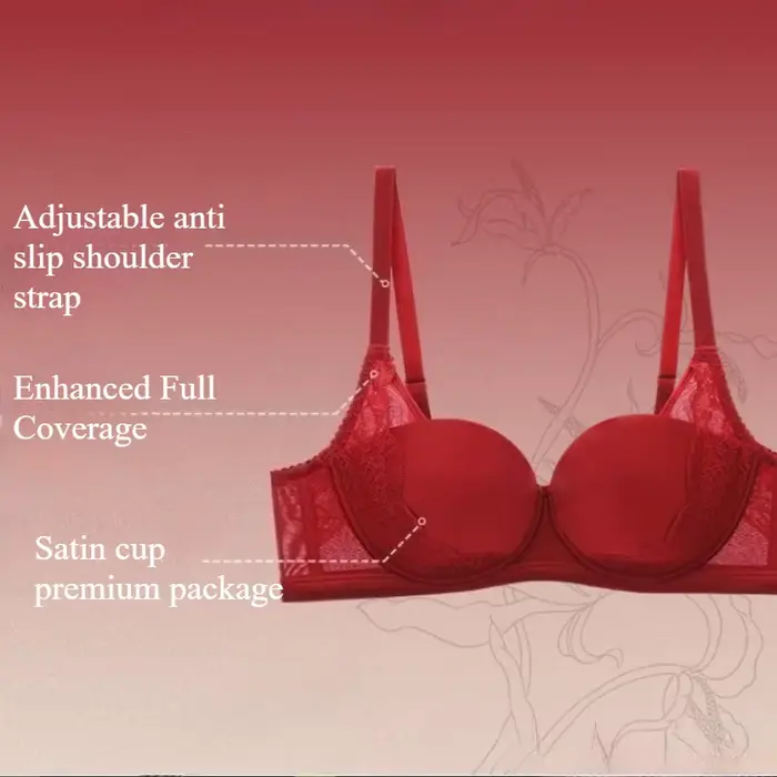 Elegantní červená Beauwear velká velikost podprsenka pro ženy 3/4 košíček hluboký výstřih sexy krajková