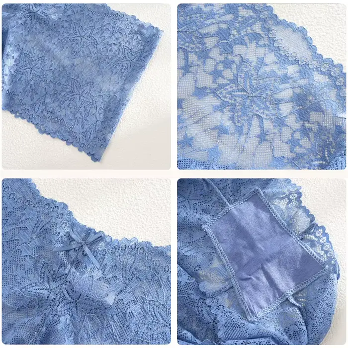 5 pièces/ensemble Sexy dentelle Perspective culotte couleur unie évider taille haute étoile Boyshort femme élastique Transparents Boxer Shorts