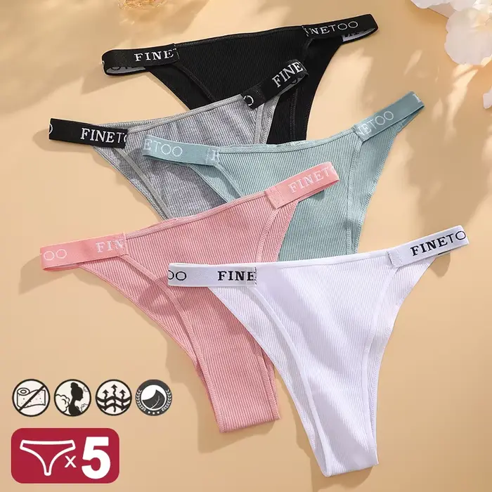 5 pièces/ensemble Lingerie Sexy femmes coton culottes Finetoo lettre taille basse femme slips sous-v