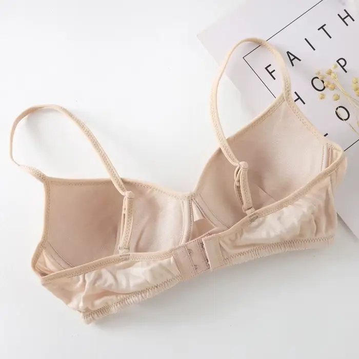 Soutien-gorge en soie pour femmes, sans armatures, en soie naturelle, 3/4 bonnets, pour usage quotidien, couleur unie, fin, confortable, bretelles réglables, 2023