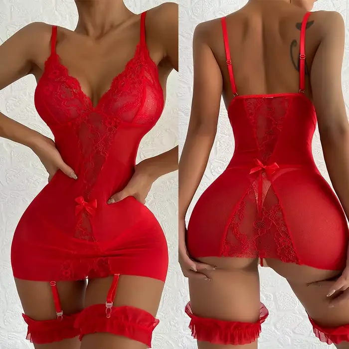Dames Lingerie vêtements de nuit Sexy femmes dentelle nuisette robe nuisette sous-vêtements porte-ja