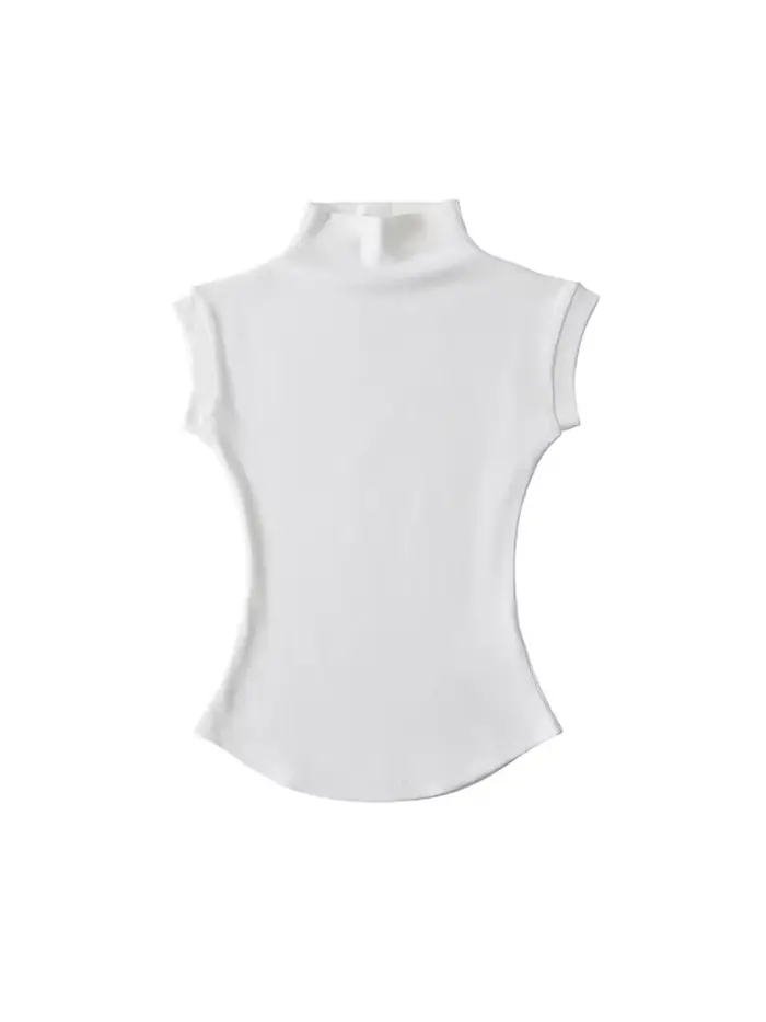 Femmes été Sexy col roulé sans manches T-Shirts hauts solide coupe ajustée pulls t-shirts décontract