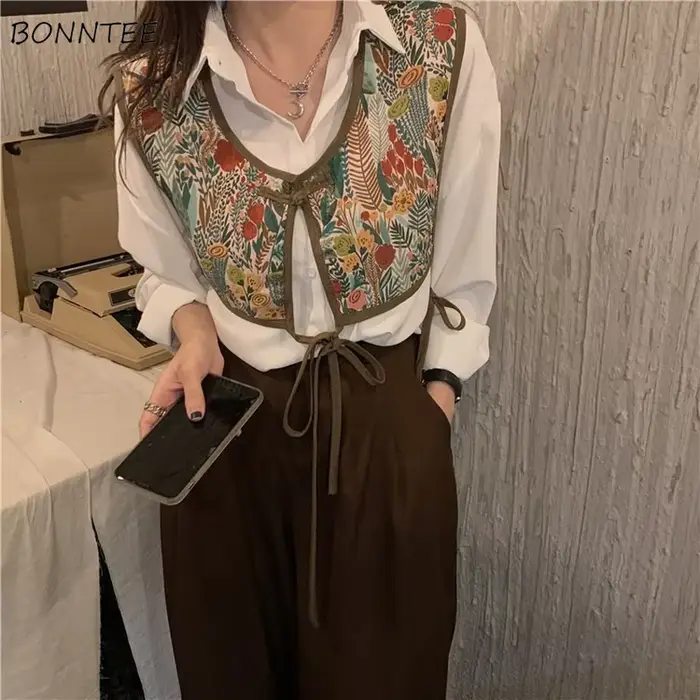 Gilets courts femmes Vintage Chic Style coréen minorité Streetwear décontracté sans manches vêtement