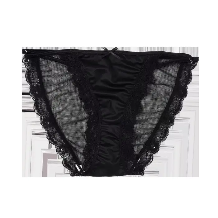 Culotte Ultra-mince français Vintage Satin maille dentelle culotte blanche femme dentelle maille sli