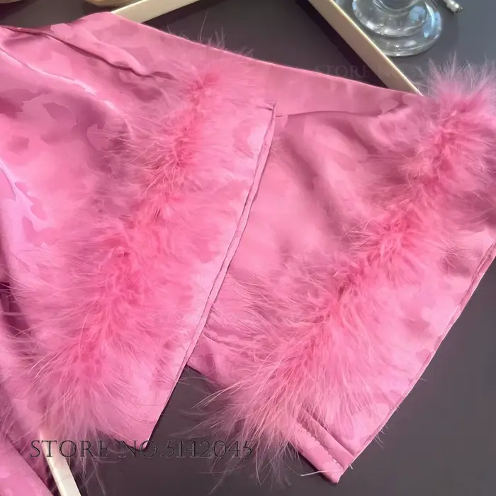 Dámské pyžamo s dlouhým rukávem, sexy oblečení na spaní, leopardí relaxační oblečení, pyžamo napuštěné peřím, Ice InjHomewear, superintendant, 2 kusy