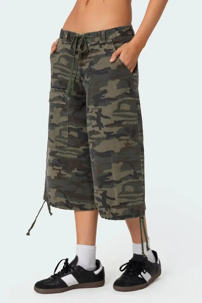 Nouvelle mode femmes été Cargo Shorts décontracté Camouflage imprimé ample cordon pantalons courts p