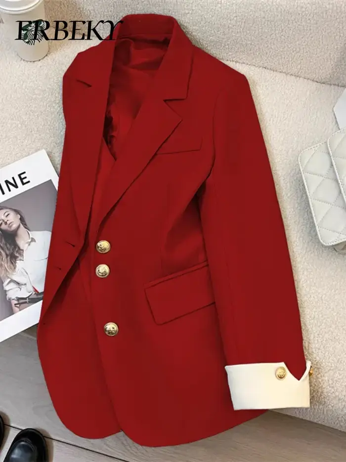 Blazer femme mode coréenne printemps automne nouvelle couleur unie costume veste loisirs tempérament
