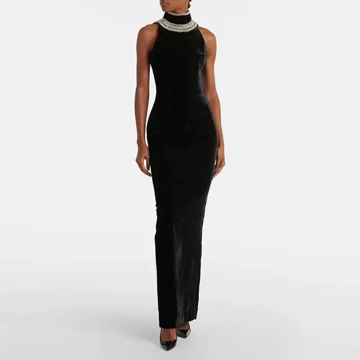 Robe à perles lourdes pour femmes, Streetwear tendance, élégante, amincissante, Sexy, dos nu, en vel