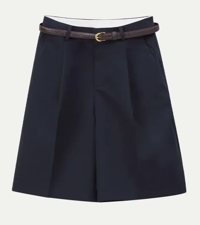 Short taille haute à jambes larges pour femmes, short décontracté avec ceinture, été