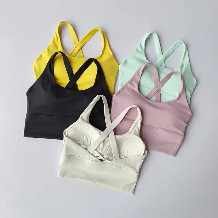 All-in-one sportovní podprsenka pro ženy, polyester a nylon, běh, jóga, fitness, vysoká intenzita, profesionální, nárazuvzdorný