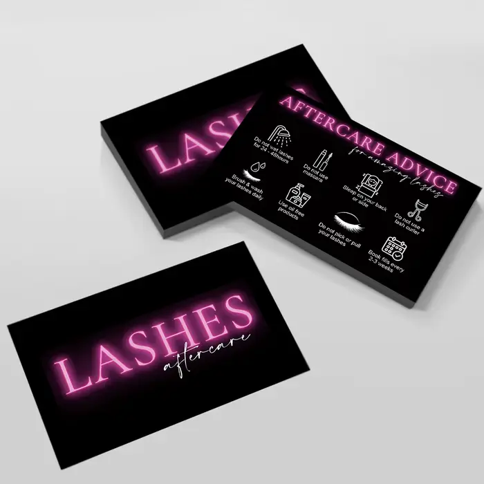Carte de soins après-vente pour cils noirs, 50 pièces, cartes de fidélité pour Studio de beauté, Ext