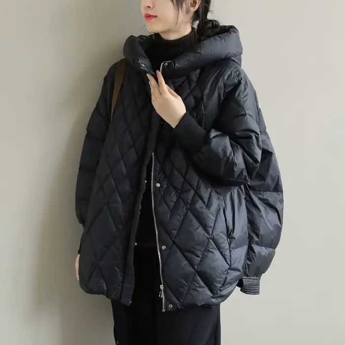 Veste en duvet de coton léger pour femme, pardessus décontracté, vêtements d'extérieur chauds à capu