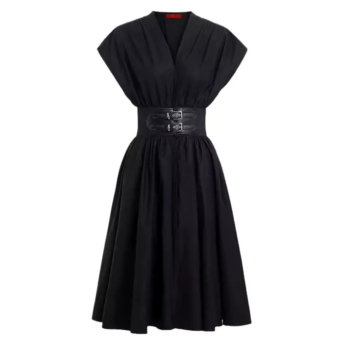 CHCH – robe longue pour femmes, col en v, sans manches, taille haute, Slim, noire, tenue de fête d'a