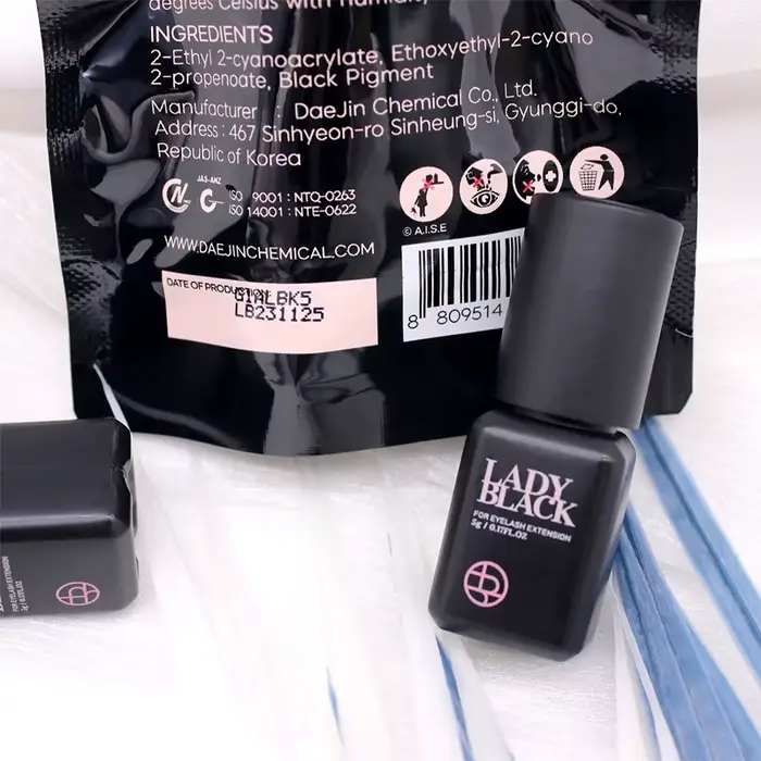 Colle à cils noirs pour femmes, 5 bouteilles, séchage coréen, plus rapide, Extensions de faux-cils, 