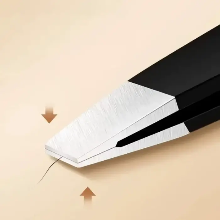 Pince à sourcils noire en acier inoxydable, avec pointe inclinée et plate, outils de beauté pour pin