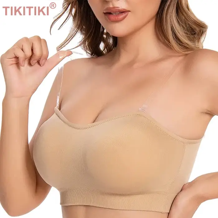 Dámské bez ramínek podprsenky, polstrované bezdrátové Push-up podprsenka, protiskluzové bezešvé čelenka, kostice zdarma denní podprsenka