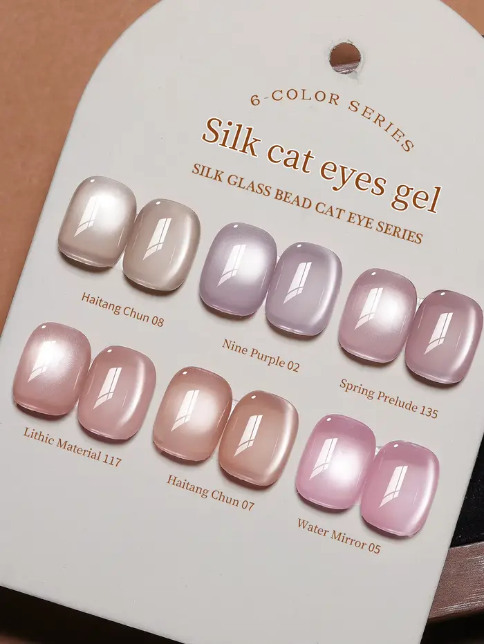 1/6 ks Nail Art Super lesklý růžový saténový kočičí oko Magnetický gel na nehty třpytivý oslnivý