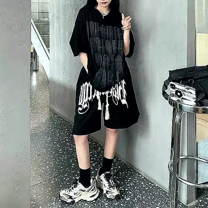Shorts d'impression Wstring de proximité pour femmes, Streetwear de style américain, Shorts de sport