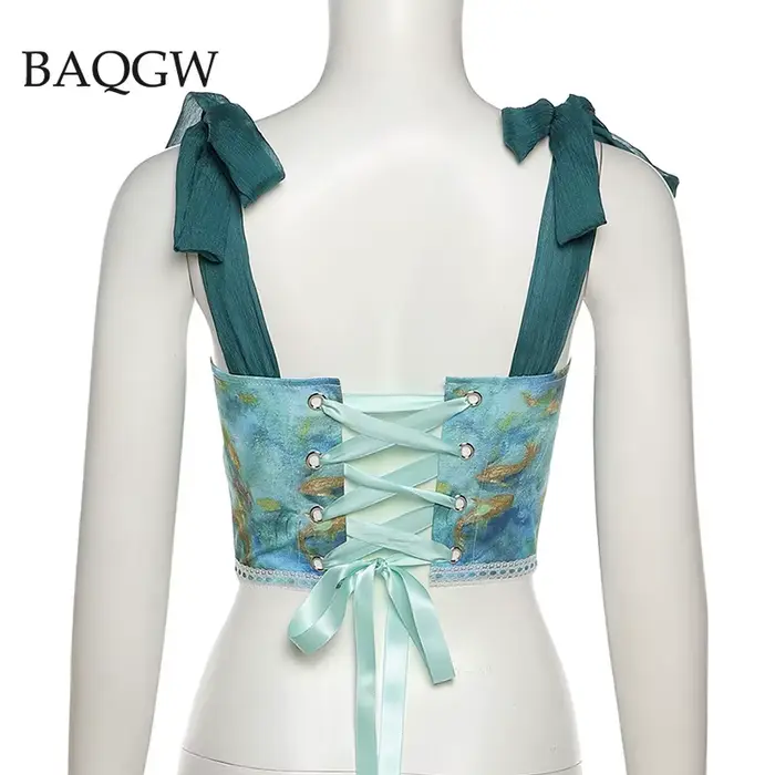 Débardeur imprimé Vintage et esthétique pour femme, haut court, mode été, élégant, slim, Clubwear, C