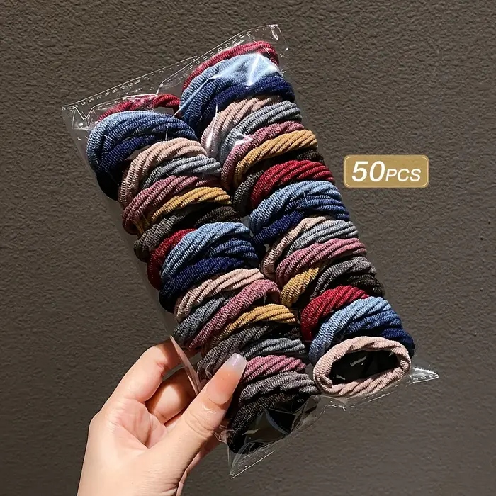 Attaches pour cheveux simples pour filles, accessoires mixtes, document, 50 pièces
