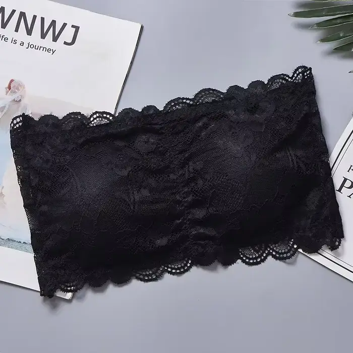 Soutien-gorge tubulaire en dentelle florale pour femmes, bustier sexy, fermeture au dos, haut court 