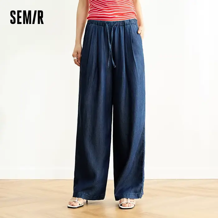 Semir taille élastique Denim pantalon femmes drapé ajustement 2025 été nouveau refroidissement jambe