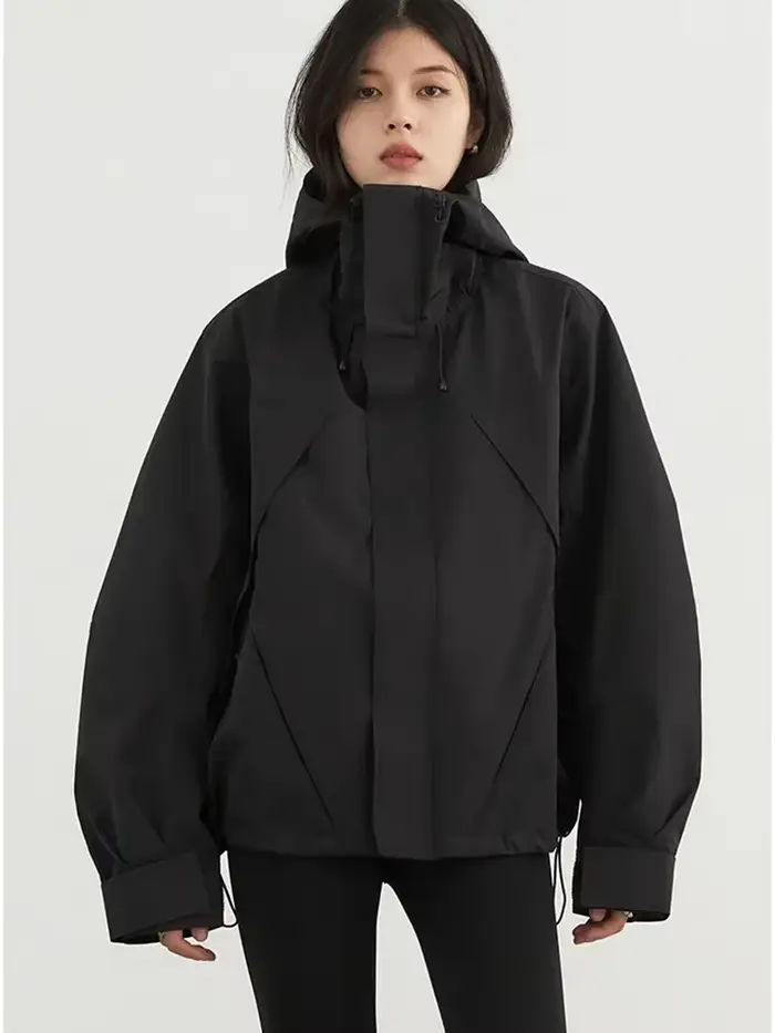 CHIC VEN-Veste de dehors à Capuche pour Femme, Manteau Court, Coupe-Vent, Solide, Extérieur, Automne