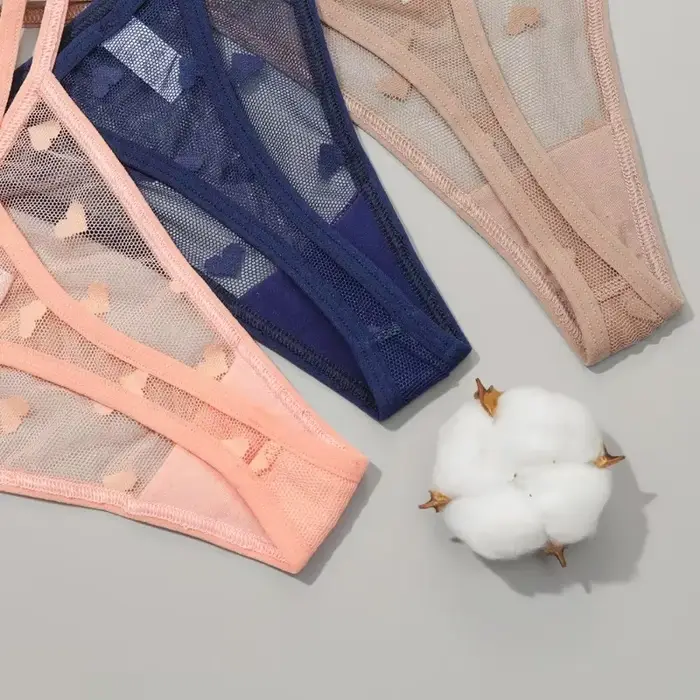 Sexy čisté krajky tanga kalhotky spodní prádlo ženy nízký pas tanga t-kalci Spodní prádlo kalhotky srdce vidět přes síťované spodky