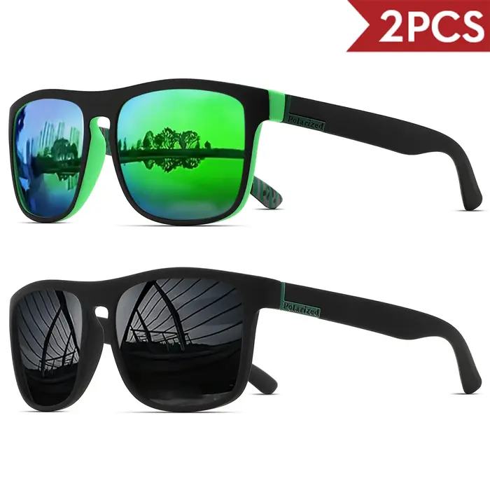 Lunettes de soleil de sport polarisées carrées classiques, monture PC légère UV400 pour la conduite,